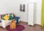 Schmaler Kleiderschrank | 1 Drehtür | 1 Schublade | mit Kleiderstange | 47 cm breit | Massivholz | Farbe: Weiß Abbildung