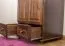 Kleiderschrank | 2 Drehtüren | 2 Schubladen | 1 Fach | mit Kleiderstange | 80 cm breit | Massivholz | Farbe: Nuss Abbildung