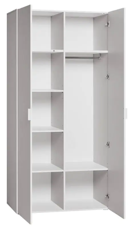 100 cm breiter Kleiderschrank mit 2 Türen | Farbe: Weiß Abbildung