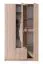 Dreitüriger Kleiderschrank mit einer Spiegeltür Kovin 04, 1,2 Meter breit, Farbe: Eiche Sonoma, zwei Schubladen, Maße: 205 x 120 x 52 cm, fünf Fächer