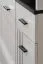 Garderobe | inkl. Sitzkissen | Spiegel | Farbe: Kaschmir / Schwarz | 4 Haken | gepolstertes Paneel | Maße: 210 x 32 x 203 cm | Kleiderschrank | 3 Schubladen