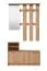 Garderobe mit Schuhschrank Banevo 01, Farbe: Eiche Artisan, Spiegel, sechs Haken, Maße: 191,5 x 100 x 29 cm, eine Ablagefläche, ABS-Kantenschutz