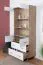 Vitrine Hohgant 11, Farbe: Eiche / Weiß - 209 x 90 x 42 cm (H x B x T)