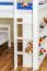 Doppelstockbett L-Form 90 x 200 cm (teilbar) | Buche Massivholz | weiß lackiert | mit Regal | inkl. Rollrost | umbaubar in Einzelbetten Abbildung