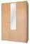 Kleiderschrank | 3 Drehtüren | 3 Schubladen | 8 Fächer | mit Kleiderstange | 140 cm breit | Farbe: Erle Abbildung