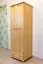 Kleiderschrank | 2 Drehtüren | 1 Schublade | 1 Fach | mit Kleiderstange | 65 cm breit | Massivholz | Farbe: Natur Abbildung