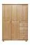 Kleiderschrank | 2 Drehtüren | 4 Schubladen | 2 Fächer | mit Kleiderstange | 133 cm breit | Massivholz | Farbe: Natur Abbildung