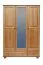120 cm breiter Kleiderschrank mit 3 Türen, 4 Fächern und 2 Schubladen aus Massiv-Holz | Farbe: Natur | Tiefe: 60 cm Abbildung