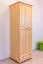 Kleiderschrank | 2 Drehtüren | 1 Schublade | 1 Fach | mit Kleiderstange | 65 cm breit | Massivholz | Farbe: Natur Abbildung