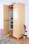 Kleiderschrank | 2 Drehtüren | 1 Fach | mit Kleiderstange | 92 cm breit | Massivholz | Farbe: Natur Abbildung