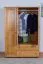 Kleiderschrank | 3 Drehtüren | 2 Schubladen | 5 Fächer | mit Kleiderstange | 135 cm breit | Massivholz | Farbe: Erle Abbildung