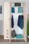Kleiderschrank | 3 Drehtüren | 3 Schublade | 7 Fächer | mit Kleiderstange | 126 cm breit | Farbe: Weiß Abbildung