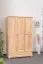 Kleiderschrank | 3 Drehtüren | 2 Schubladen | 4 Fächer | mit Kleiderstange | 120 cm breit | Massivholz | Farbe: Natur Abbildung