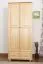 Kleiderschrank | 2 Drehtüren | 2 Schubladen | 1 Fach | mit Kleiderstange | 90 cm breit | Massivholz | Farbe: Natur Abbildung