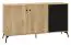 Kommode Lincolnia 04, Farbe: Eiche / Schwarz - Abmessungen: 85 x 160 x 40 cm (H x B x T), mit 2 Türen, 3 Schubladen und 4 Fächern