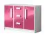 Kinderzimmer - Kommode Walter 06, Farbe: Weiß / Rosa Hochglanz - 85 x 120 x 40 cm (H x B x T)