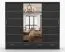 2,5 Meter breiter Schiebetürenschrank / Kleiderschrank mit Spiegel Schwarz | Lusatian 39 | 218 x 250 x 61 cm | 3 Türen | 4 Schubladen | 7 Fächer