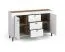 Sideboard / Kommode mit drei Schubladen Barbe 16, vier Fächer, Farbe: Weiß matt / Eiche, zwei Türen, Maße: 83,5 x 137 x 40 cm, ABS-Kantenschutz, Griffe: Schwarz
