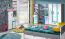 Moderner Jugendzimmer - Kleiderschrank Oskar 01 mit 2 Türen, Farbe: Anthrazit / Weiß / Blau - 192 x 85 x 50 cm, 1 Kleiderstange, flache Griffe, 1 Schublade
