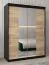 Schiebetürenschrank / Kleiderschrank Bisaurin 3B mit Spiegel, Farbe: Schwarz / Eiche Sonoma - Abmessungen: 200 x 150 x 62 cm ( H x B x T)