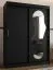 Kleiderschrank / Schiebetürenschrank Lagginhorn 11, Farbe: Schwarz, eine Spiegeltür, 1,5 Meter breit, fünf Fächer, Aluminiumschienen, zwei Kleiderstangen