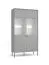 Vitrine mit Soft-Close-Funktion Alonnisos 01, zwei Glastüren, Farbe: Grau, modernes Design, Griffe & Beine: Metall, 10 Fächer, Maße: 192,5 x 105,4 x 41 cm
