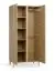 Kleiderschrank / Drehtürenschrank | 2 Türen | Farbe: Eiche | 5 Fächer | 2 Kleiderstangen | Maße: 94,5 x 60 x 204 cm | inkl. LED-Beleuchtung | Soft-Close