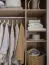 Falttür / Kleiderschrank | Farbe: Beige / Eiche | 3 Schubladen | 3 Kleiderstangen | 175 x 60 x 240 cm | inkl. LED-Beleuchtung | Soft-Close | Griffe: Metall