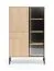 Vitrine | Farbe: Eiche Lindberg | Metallfüße | 1 Schublade | gehärtetes Graphitglas | inkl. LED-Beleuchtung | 7 Fächer | Push-to-open Funktion | 92 x 40 x 150 cm