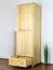 Kleiderschrank | 2 Drehtüren | 4 Fächer | 1 Schublade | mit Kleiderstange | 65 cm breit | Massivholz | Farbe: Natur Abbildung