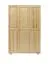 Kleiderschrank | 3 Drehtüren | 4 Fächer | mit Kleiderstange | 120 cm breit | Massivholz | Farbe: Natur Abbildung