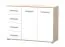 Kommode | Weiß / Eiche | Comarca 25 | 96 x 135 x 45 cm | 2 Türen | 4 Schubladen | 3 Fächer | Holzoptik | schlicht und kompakt | Buffetschrank | eckig