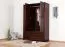 Kleiderschrank | 3 Drehtüren | 2 Schubladen | 5 Fächer | mit Kleiderstange | 135 cm breit | Massivholz | Farbe: Walnussfarben Abbildung