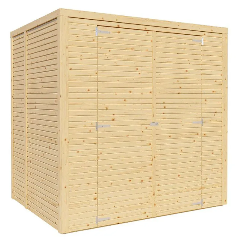 Gartenhaus 1,7 x 2,07 Meter (inkl. Dach) | aus vorgefertigten Elementen| Natur unbehandelt | mit Flachdach Abbildung