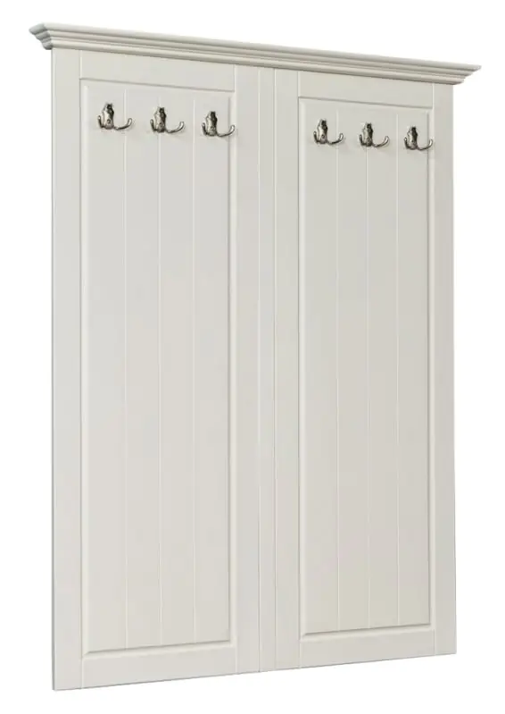 Garderobe Gyronde 28, Kiefer massiv Vollholz, weiß lackiert - 134 x 108 x 8 cm (H x B x T)