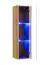 Außergewöhnliche Wohnwand Valand 08, Farbe: Eiche Wotan - Abmessungen: 170 x 250 x 40 cm (H x B x T), mit blauer LED-Beleuchtung