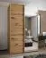 Kleiderschrank / Schiebetürenschrank | 245,5 x 160 x 64 cm | 2 Kleiderstangen | Soft-Close | Spiegel | Farbe: Eiche Artisan | 2 Schiebetüren | 11 Fächer