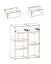Vitrine Stura 03, Farbe: Weiß Hochglanz / Grau - Abmessungen: 110 x 90 x 40 cm (H x B x T), mit fünf Fächern und LED-Beleuchtung