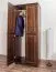 Schmaler Kleiderschrank | 2 Drehtüren | 4 Fächer | mit Kleiderstange | 80 cm breit | Massivholz | Farbe: Nuss Abbildung
