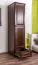 Kleiderschrank | 1 Drehtür | 1 Schublade | mit Kleiderstange | 47 cm breit | Massivholz | Farbe: Nuss Abbildung