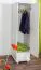 Schmaler Kleiderschrank | 1 Drehtür | 1 Schublade | mit Kleiderstange | 47 cm breit | Massivholz | Farbe: Weiß Abbildung