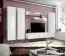 Stylische Wohnzimmer Wohnwand Hompland 22, Farbe: Weiß - Abmessungen: 170 x 260 x 40 cm (H x B x T), mit drei Hängeschränke
