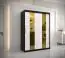 Kleiderschrank mit Marmor Optik Hochfeiler 10, Farbe: Schwarz / Weißer Marmor - Abmessungen: 200 x 150 x 62 cm (H x B x T), mit fünf Fächern und zwei Spiegel