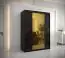 Kleiderschrank mit modernen Design Hochfeiler 36, Farbe: Schwarz / Schwarzer Marmor - Abmessungen: 200 x 150 x 62 cm (H x B x T), mit zwei Kleiderstangen und zwei Spiegel