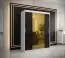 Eleganter Kleiderschrank mit genügend Stauraum Hochfeiler 33, Farbe: Weiß / Schwarzer Marmor - Abmessungen: 200 x 150 x 62 cm (H x B x T), mit fünf Fächern und zwei Spiegel