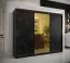 Kleiderschrank im Marmor Stil Hochfeiler 48, Farbe: Schwarz / Schwarzer Marmor - Abmessungen: 200 x 250 x 62 cm (H x B x T), mit drei Türen und zwei Kleiderstangen