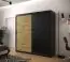 Kleiderschrank im stylischen Stil Mulhacen 29, Farbe: Schwarz matt / Eiche Artisan - Abmessungen: 200 x 200 x 62 cm (H x B x T), mit 10 Fächern