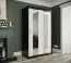 Eleganter Kleiderschrank mit zwei Spiegel Ätna 06, Farbe: Schwarz matt / Weißer Marmor - Abmessungen: 200 x 120 x 62 cm (H x B x T), mit Marmor Optik
