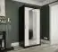 Schmaler Kleiderschrank mit Spiegel Ätna 50, Farbe: Schwarz matt / Weißer Marmor - Abmessungen: 200 x 100 x 62 cm (H x B x T), mit genügend Stauraum