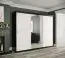 Moderner Kleiderschrank mit großen Spiegel Ätna 70, Farbe: Schwarz matt / Weißer Marmor - Abmessungen: 200 x 250 x 62 cm (H x B x T), mit 10 Fächern und zwei Kleiderstangen